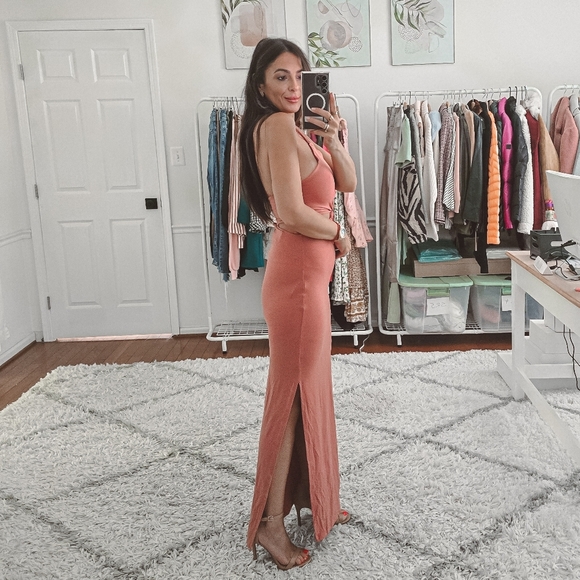 Abercrombie and Fitch mauve bodycon cutout maxi dress nwt - Picture 3 of 10